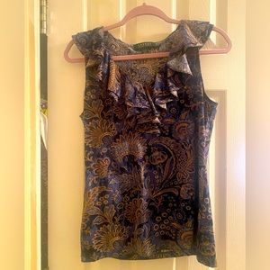 Ralph Lauren Blue and Gold Top M